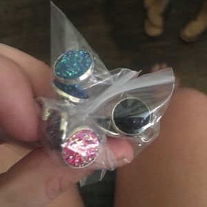 Only Black and blue druzy ear rings studs